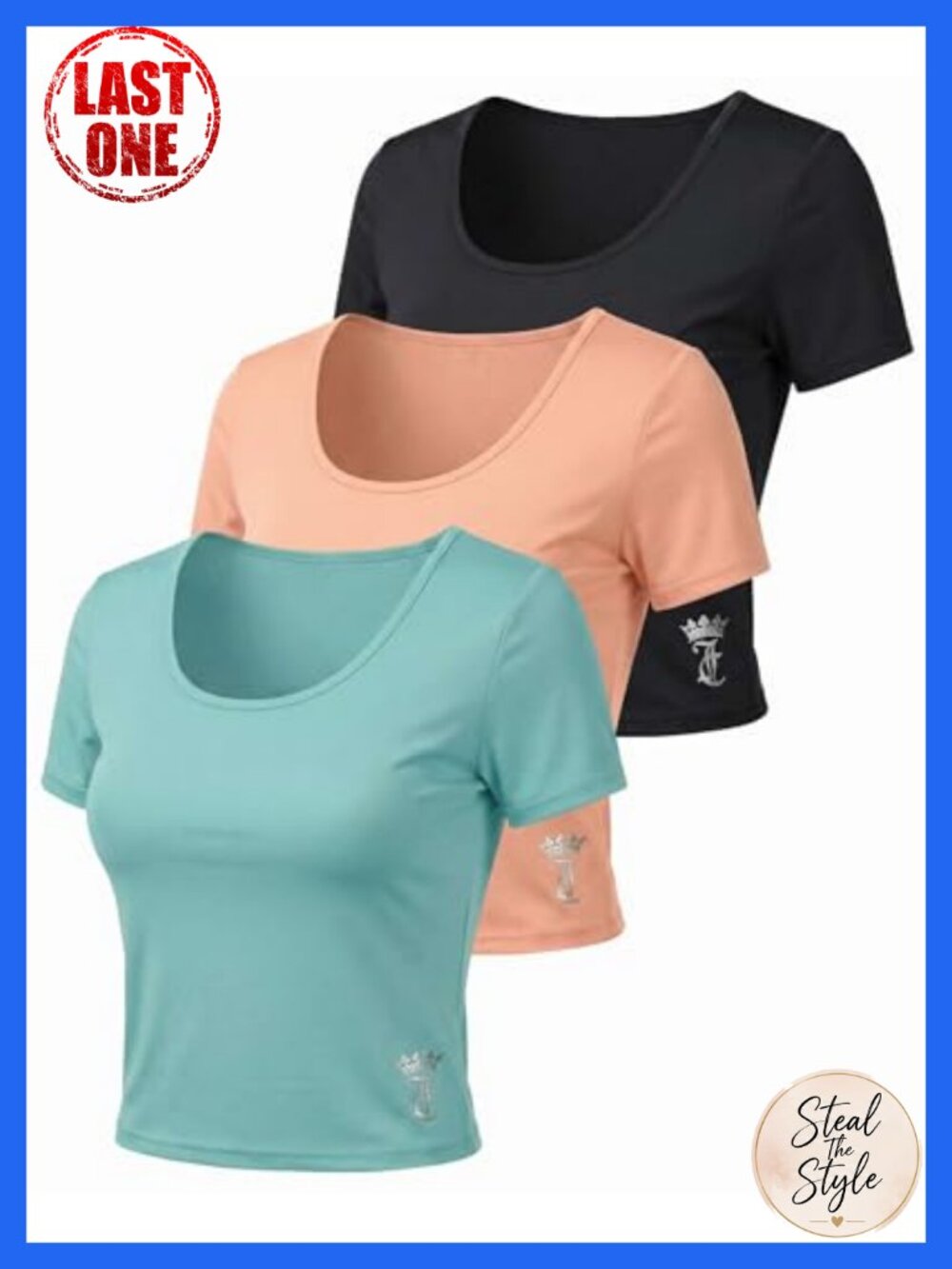 Juicy Couture Womens Scoop Neck Crop Tops Tshirts Workout Gym Yoga Tees